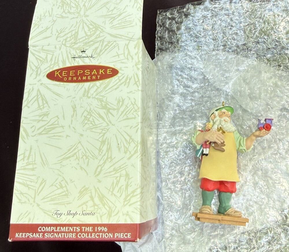 1996 Hallmark Keepsake Toy Shop Santa Ornament, Signature Collection MIB 46D